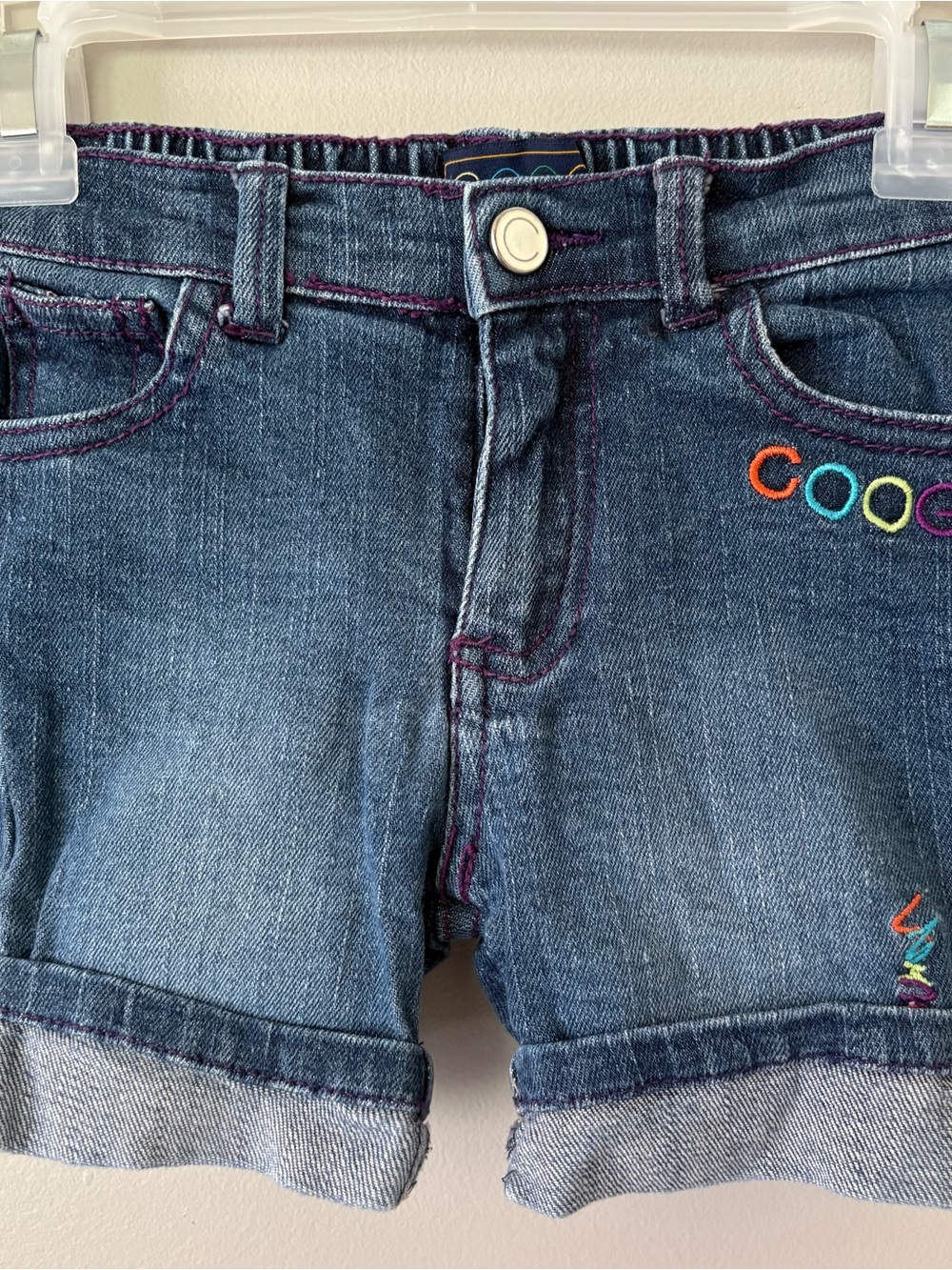 Coogi Kids Denim Shorts with Color Stitching